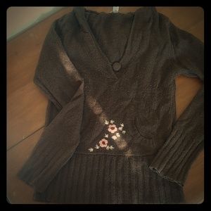 Chocolate brown lightweight wool-blend sweater **E